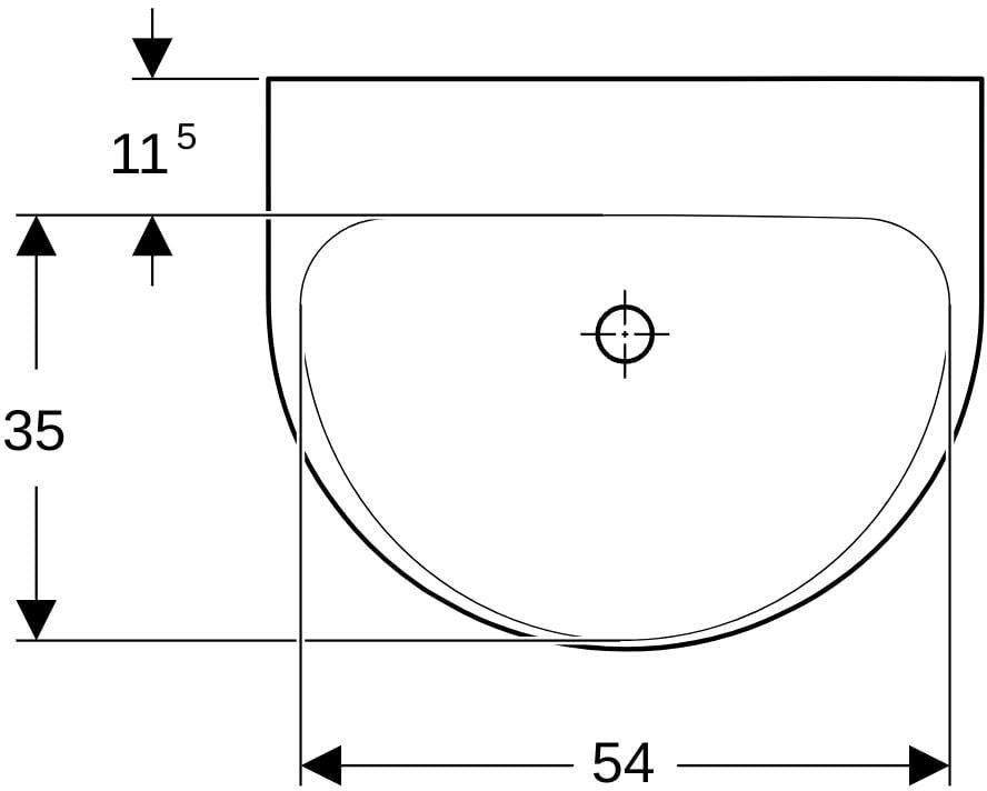 Geberit Renova Waschtisch 65x50 cm ohne Hahnloch, ohne Überlauf, weiß – Wandmontage