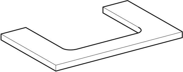 Geberit ONE Waschtischplatte 75x3x47 cm weiß hochglänzend mit mittigem Ausschnitt für Aufsatzwaschtisch