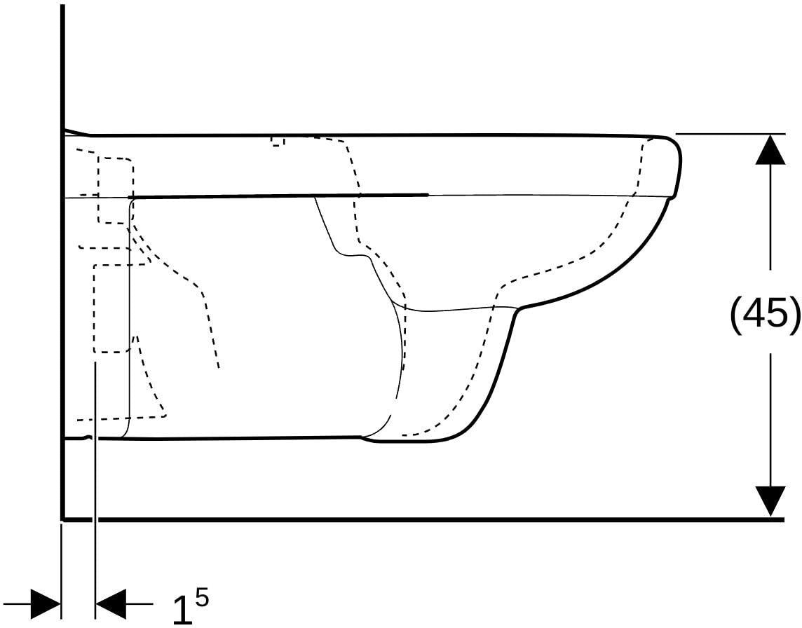 GEBERIT Renova Comfort Wand-WC eckig, spülrandlos Rimfree, 70 cm Ausladung, weiß