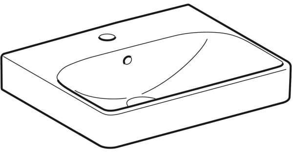 Geberit Smyle Handwaschbecken 50x41 cm eckig mit Hahnloch und Überlauf in Weiß KeraTect