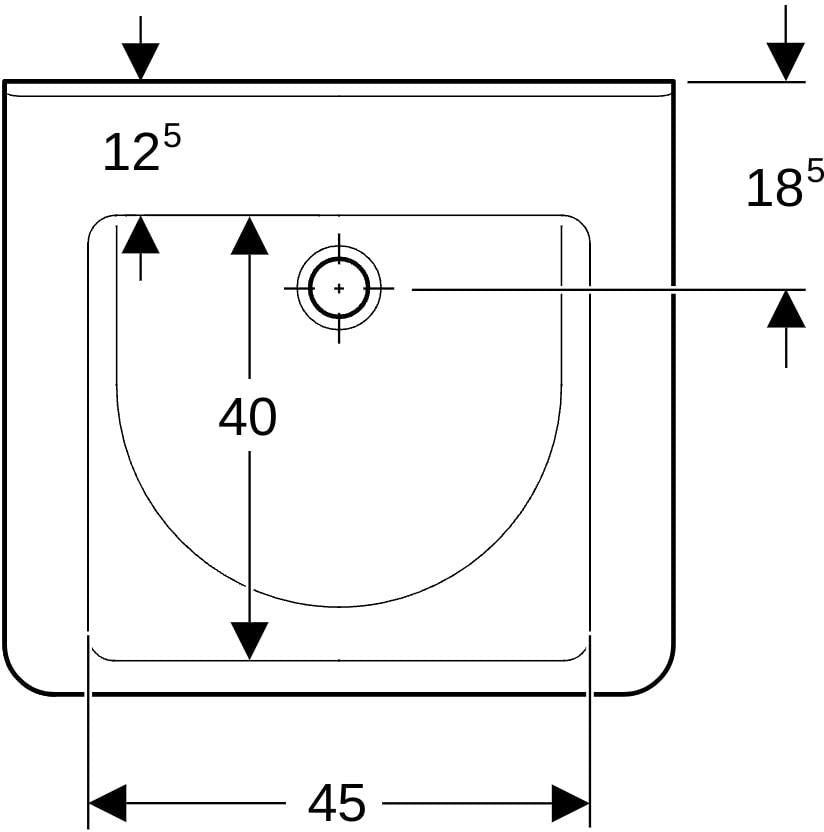 GEBERIT Renova Comfort Waschtisch eckig 60x55 cm barrierefrei weiß