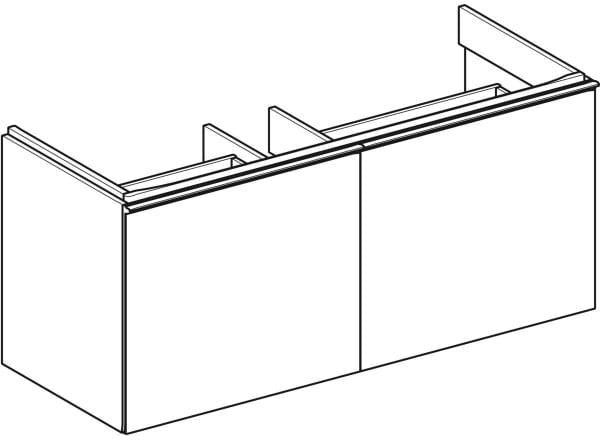 Geberit Acanto Waschtischunterschrank 119 cm, 2 Schubladen + 2 Innenschubladen, Weiß Hochglanz