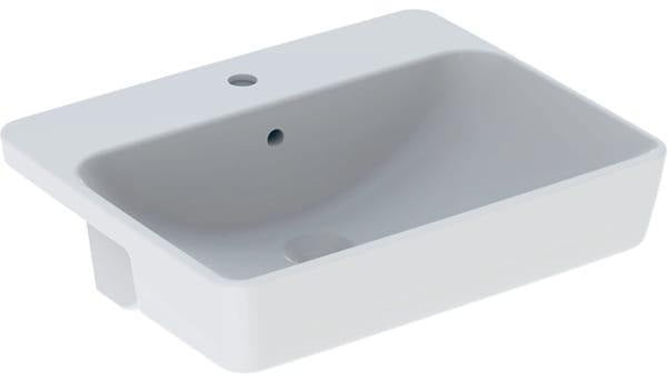 Geberit VariForm Halbeinbauwaschtisch 55x45 cm mit Hahnloch und Überlauf in Weiß