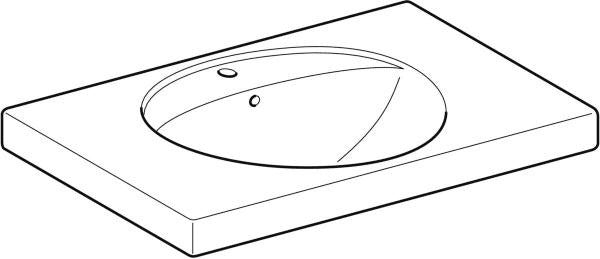 Geberit Preciosa Waschtisch 80x55 cm mit Ablagefläche, Hahnlochbank und KeraTect in Weiß