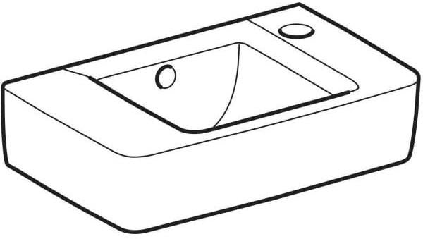 Geberit Renova Compact Handwaschbecken 40x25 cm, Hahnloch rechts, mit Überlauf, weiß