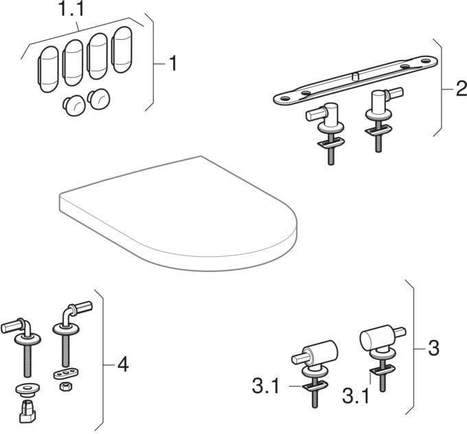 GEBERIT iCon WC-Sitz mit Deckel in Weiß – Duroplast, Edelstahl-Scharniere, Montage von oben