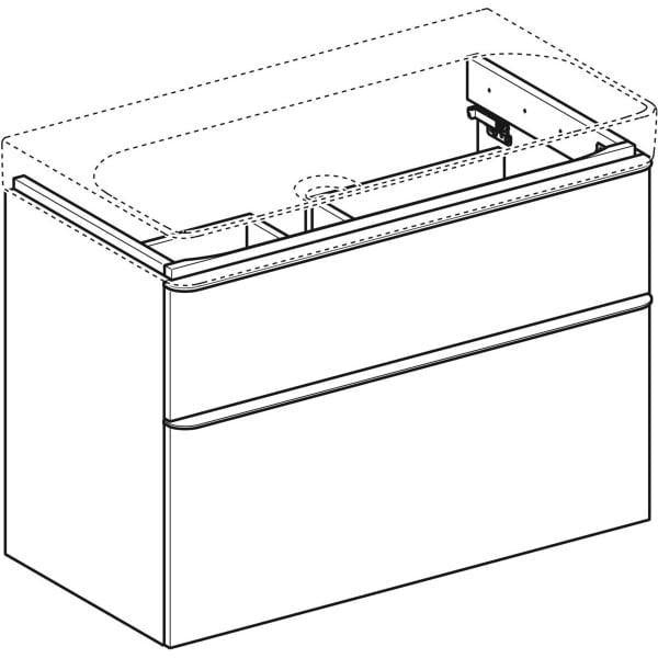 Geberit Smyle Unterschrank für Waschtisch eckig mit 2 Schubladen 118,4 cm sandgrau