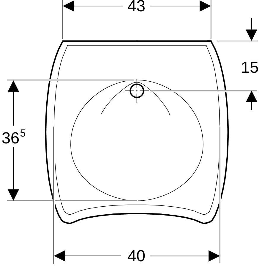 GEBERIT Vitalis WT barrierefreier Waschtisch 55x55 cm weiß Sanitärkeramik