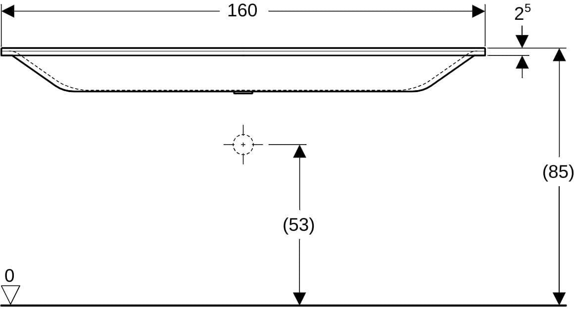 GEBERIT Xeno2 Möbelwaschtisch 160x48cm weiß-alpin – Varicor, antibakteriell, ohne Hahnloch & Überlauf