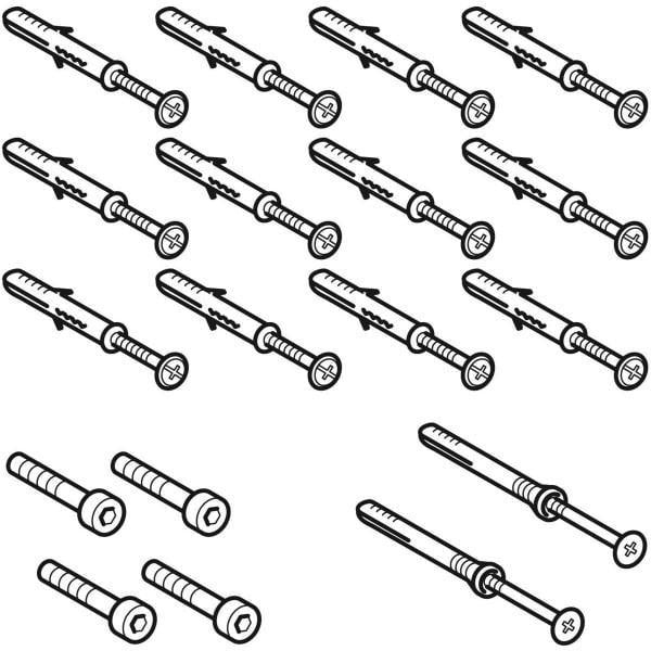 Geberit Befestigungsmaterial für Waschtischunterschrank und Seitenschrank – 6 Schrauben, 2 Platten, 6 Dübel