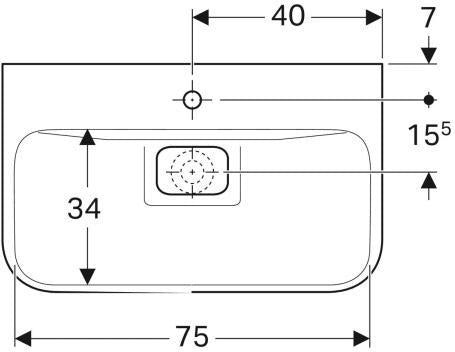 Geberit Waschtisch MYDAY 800x480mm ohne Überlauf mit Hahnloch weiß KeraTect