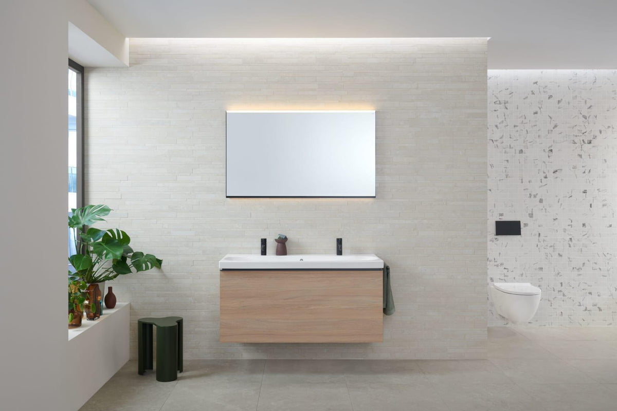 Geberit Acanto Waschtisch 120x48 cm weiß mit Überlauf und zwei Hahnlöchern