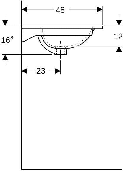 Geberit Acanto Möbelwaschtisch 75x48 cm mit Hahnloch, Überlauf & KeraTect in Weiß