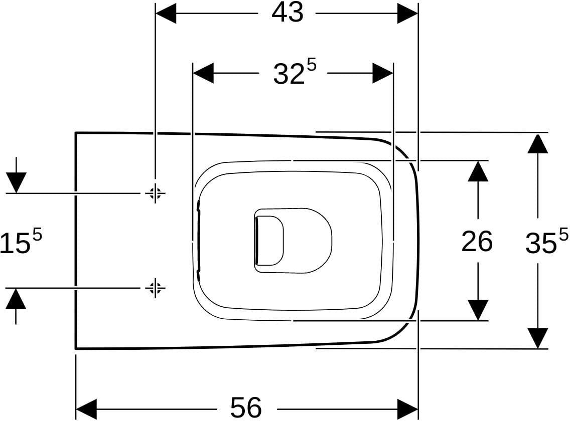 Geberit iCon Stand-WC eckig, Tiefspüler, Rimfree, wandbündig, weiß
