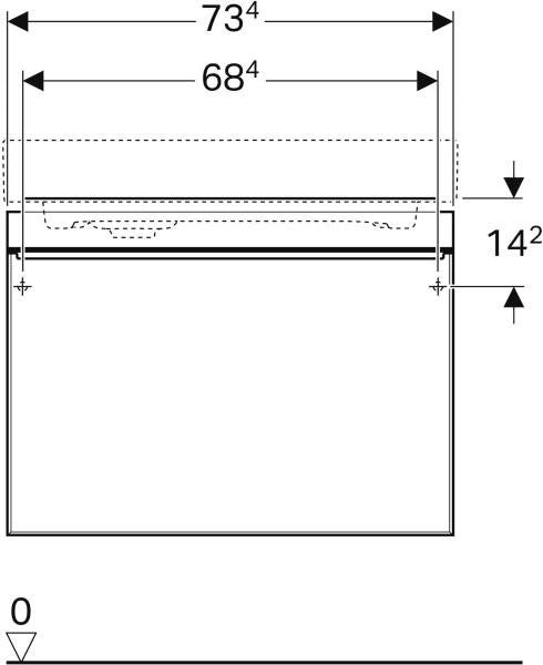 Geberit Citterio Unterschrank für Waschtisch, 73,4 cm, 1 Schublade, Eiche graubraun