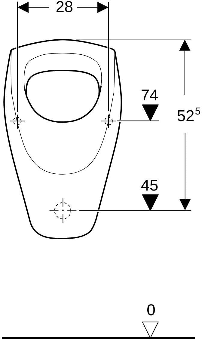 Geberit Renova Urinal weiß – Zulauf oben, Abgang hinten/unten, 1 Liter Spülung