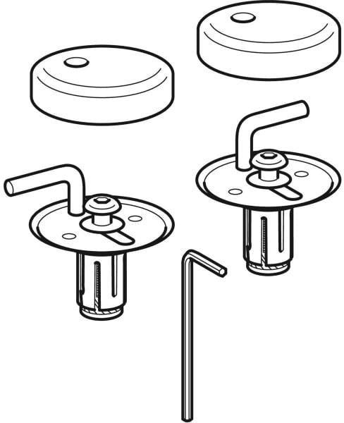 GEBERIT Set Scharniere für WC-Sitz Eurotrend – 2 Stück Edelstahl inkl. Innensechskantschlüssel