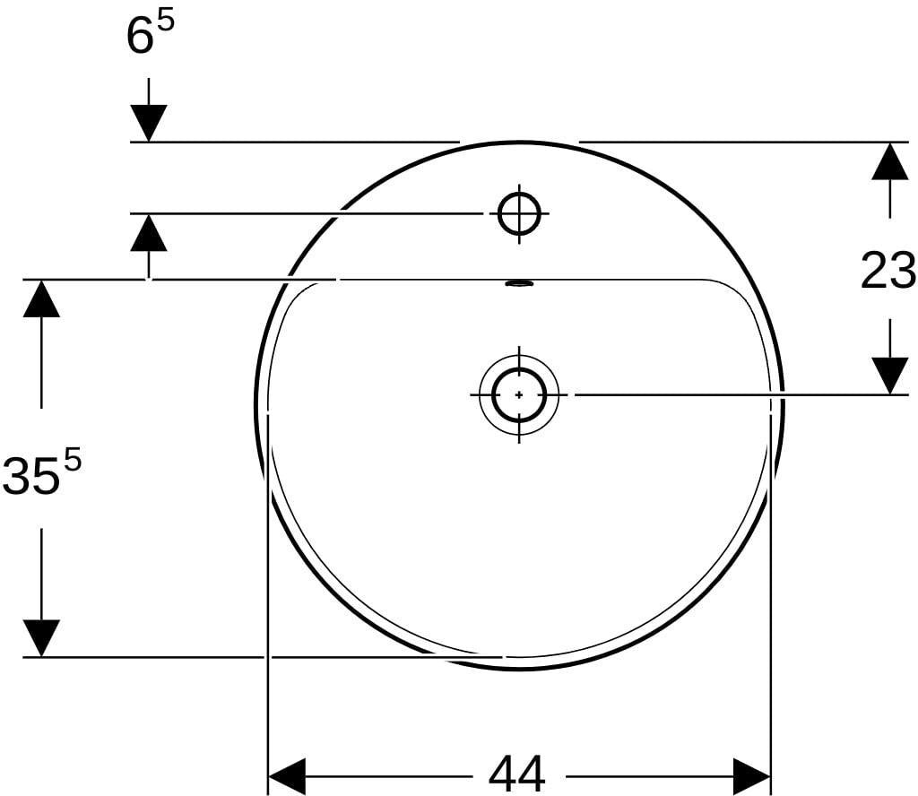 Geberit VariForm Einbauwaschtisch rund 48 cm mit Hahnlochbank und KeraTect Weiß