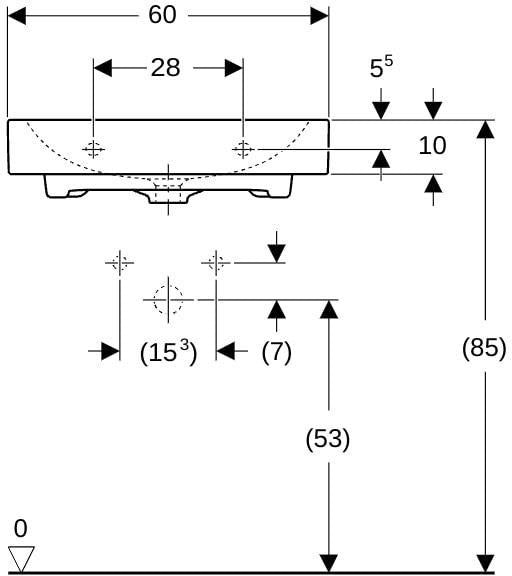 Geberit Citterio Waschtisch 60x50 cm weiß mit Hahnloch und KeraTect