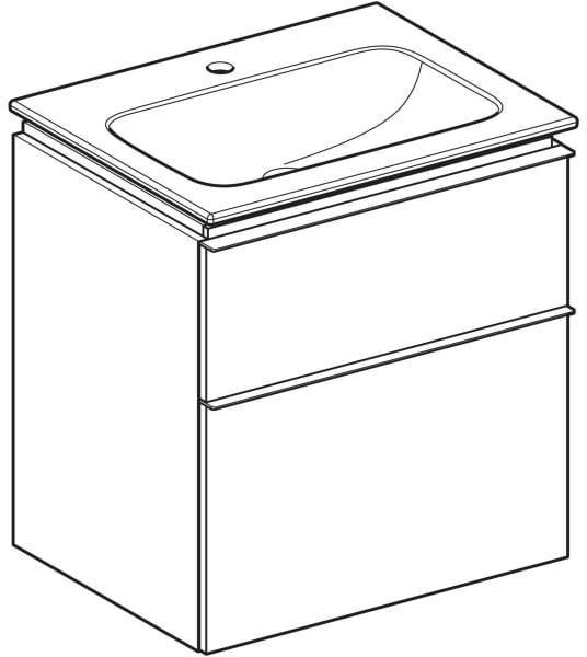 Geberit iCon Waschtischset 60 cm mit Unterschrank und 2 Schubladen in Weiß Hochglanz
