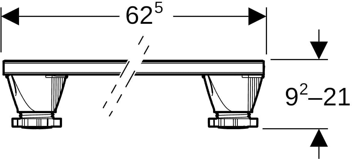 Geberit Set Füße und 4 Traversen 625mm für Duschwannen aus Steinharz, höhenverstellbar