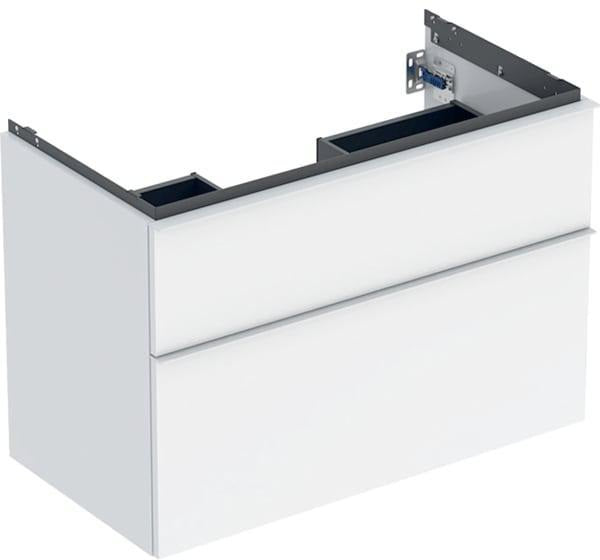Geberit iCon Waschtischunterschrank 88,8 cm, 2 Schubladen, weiß hochglanz – wandhängend, vormontiert
