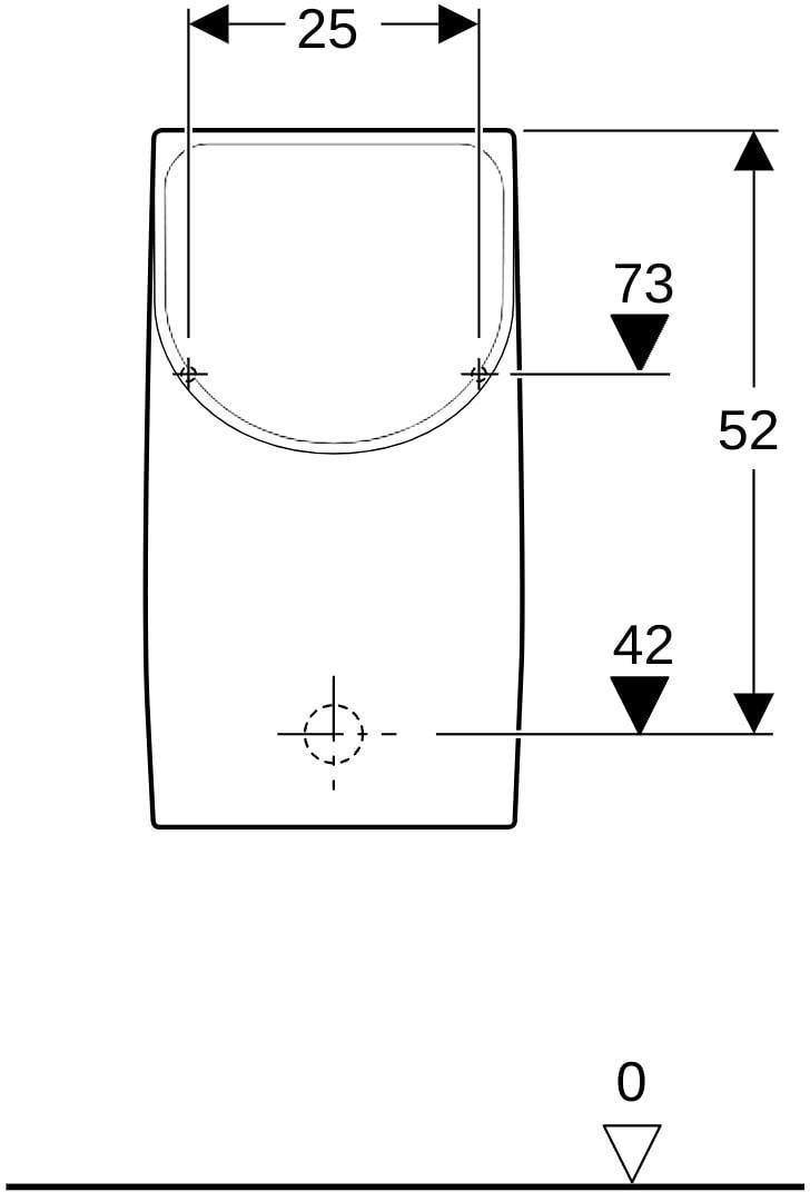 GEBERIT Renova Plan Urinal wasserlos, Abgang nach hinten, weiß – spülrandlose Sanitärkeramik