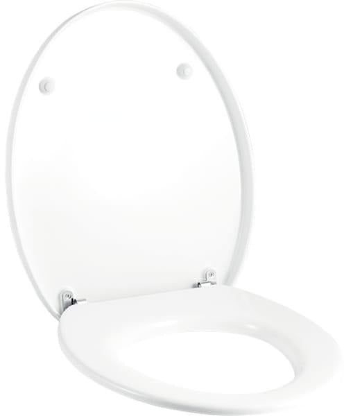 Geberit Cleo WC-Sitz Weiß mit verchromten Scharnieren – Duroplast, Montage von oben