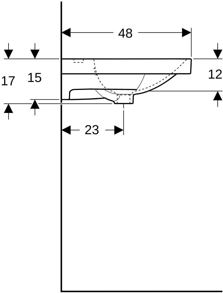 Geberit Acanto Doppel-Waschtisch 120x48 cm, 2 Hahnlöcher, mit Überlauf, weiß