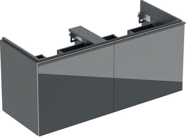 Geberit Acanto Unterschrank für Doppelwaschtisch – 2 Schubladen, 119 cm, Weiß Hochglanz