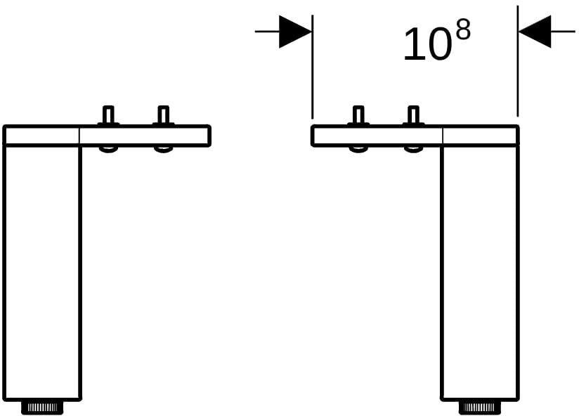 Geberit Set Füße schmal 2 St. – Höhenverstellbar, Hochglanz Verchromt, 15 cm