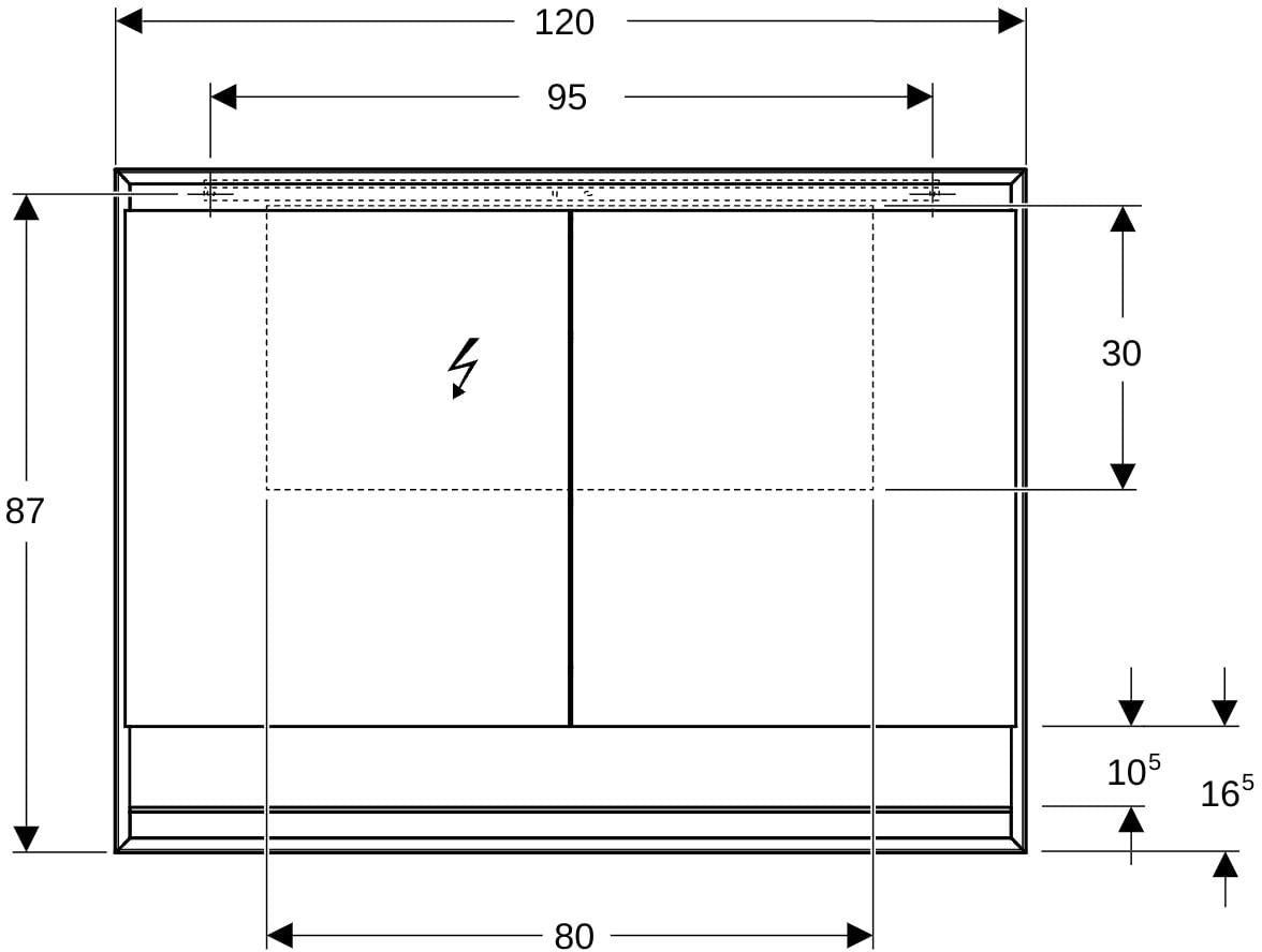 Geberit ONE Spiegelschrank mit ComfortLight, 2 Türen, 75 cm, Aluminium
