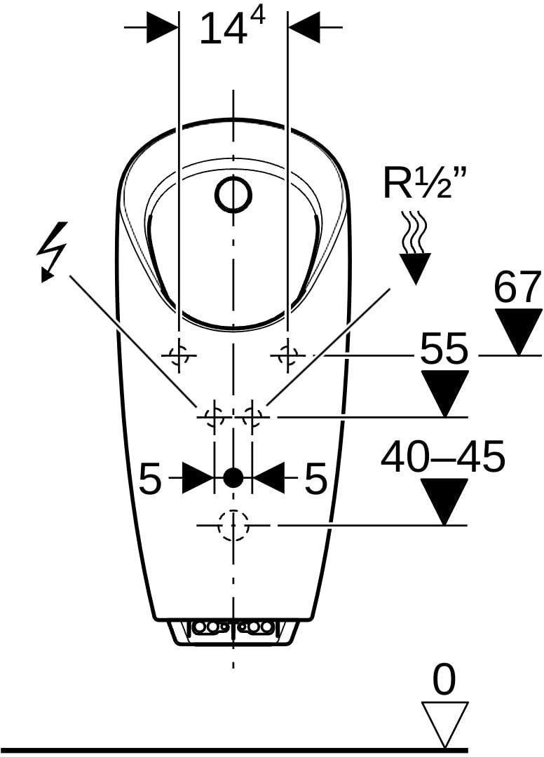 GEBERIT Preda Urinal mit integrierter Steuerung, Netzbetrieb, spülrandlos, weiß