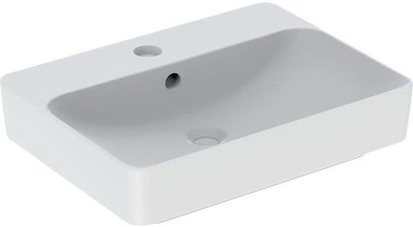 Geberit VariForm Aufsatzwaschtisch rechteckig 60x45cm mit Hahnloch und KeraTect in Weiß