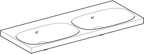Geberit Acanto Doppel-Waschtisch 120x48 cm, wandmontiert, ohne Hahnloch, weiß