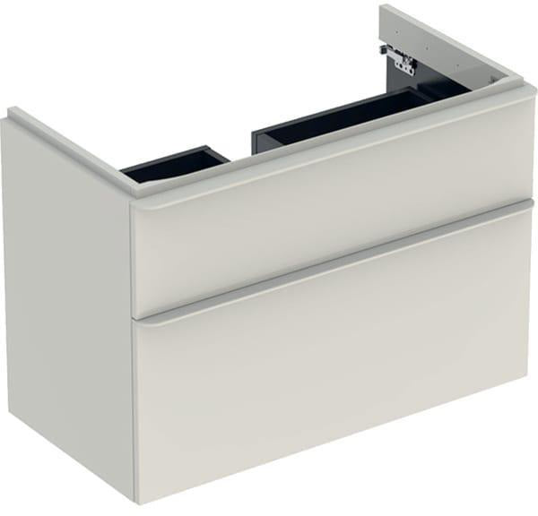 Geberit Smyle Unterschrank für Waschtisch eckig mit 2 Schubladen 118,4 cm sandgrau