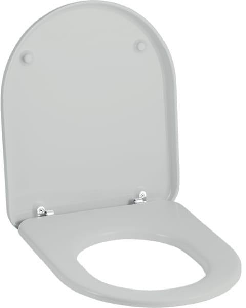 Geberit Mango WC-Sitz weiß mit Deckel und verchromten Scharnieren – Duroplast, 155 mm Befestigungsabstand
