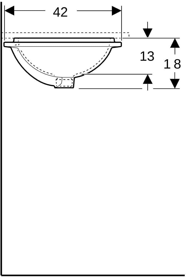 Geberit VariForm Unterbauwaschtisch oval 49,5 cm mit KeraTect und Überlauf