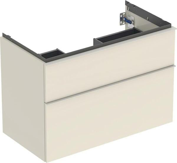 Geberit iCon Waschtischunterschrank 88,8 cm, 2 Schubladen, weiß hochglanz – wandhängend, vormontiert
