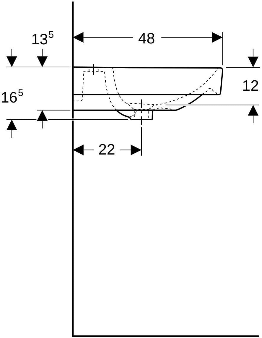 Geberit Smyle Doppelwaschtisch eckig 120x48cm mit Hahnloch und Überlauf, weiß