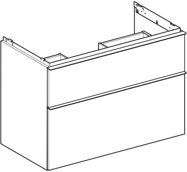 Geberit iCon Waschtischunterschrank 88,8 cm, 2 Schubladen, weiß hochglanz – wandhängend, vormontiert