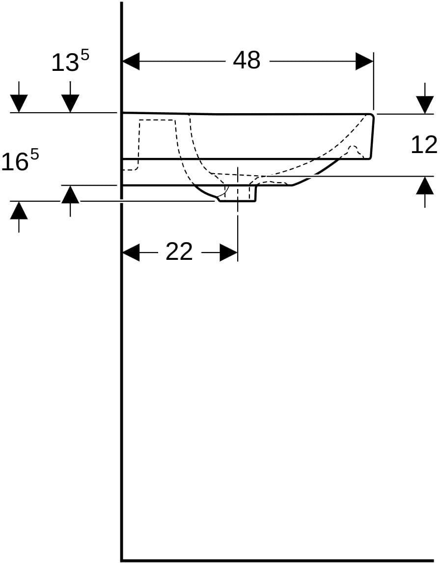 Geberit Smyle Waschtisch eckig 90x48 cm mit Hahnloch und Überlauf in Weiß