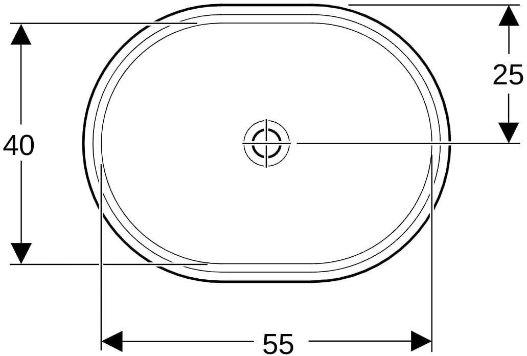Geberit VariForm Unterbauwaschtisch elliptisch 62,5 cm weiß KeraTect ohne Hahnloch