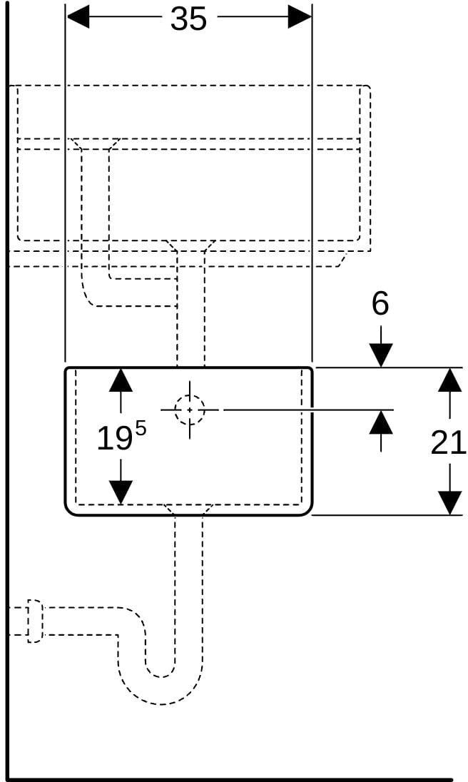 Geberit Publica Gipsfangbecken Unterteil 25x21x35 cm in Weiß – Sanitärkeramik für den professionellen Einsatz