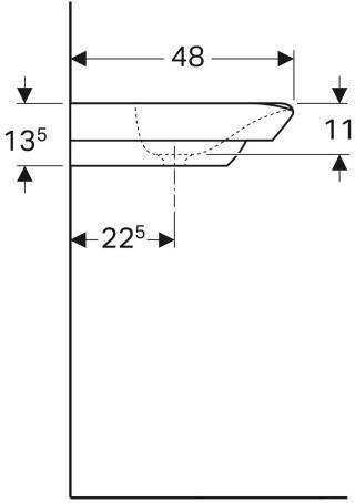 Geberit Doppelwaschtisch MYDAY 1300x480mm ohne Überlauf mit Hahnloch weiß KeraTect