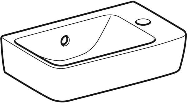 Geberit Renova Compact Handwaschbecken 40x25 cm, Hahnloch rechts, mit Überlauf, weiß