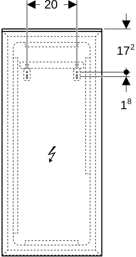 GEBERIT Xeno2 Lichtspiegel 40x91x5,5cm – LED, Touch-Dimmer, Spiegelheizung, IP44
