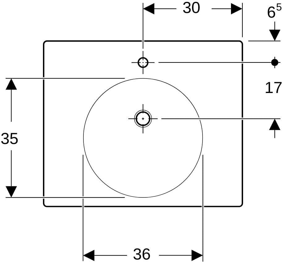 Geberit Preciosa II Waschtisch 60x50 cm mit Ablagefläche, Hahnloch und Überlauf in Weiß