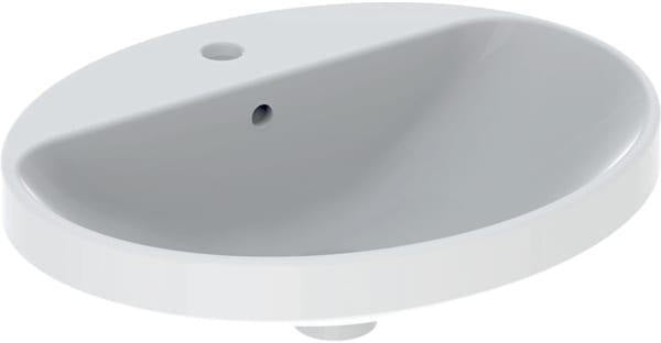 Geberit VariForm Einbauwaschtisch oval 55x45 cm mit Hahnlochbank und KeraTect in Weiß