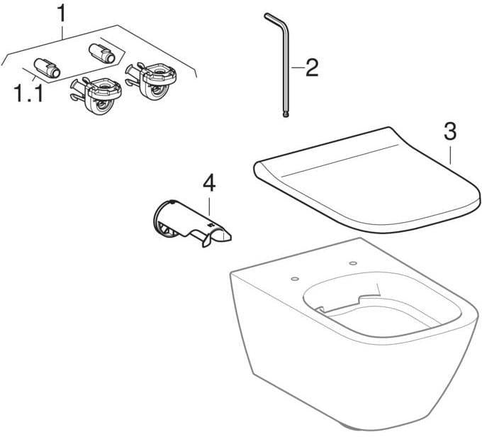 Geberit Smyle Wand-WC eckig Rimfree spülrandlos Tiefspüler weiß